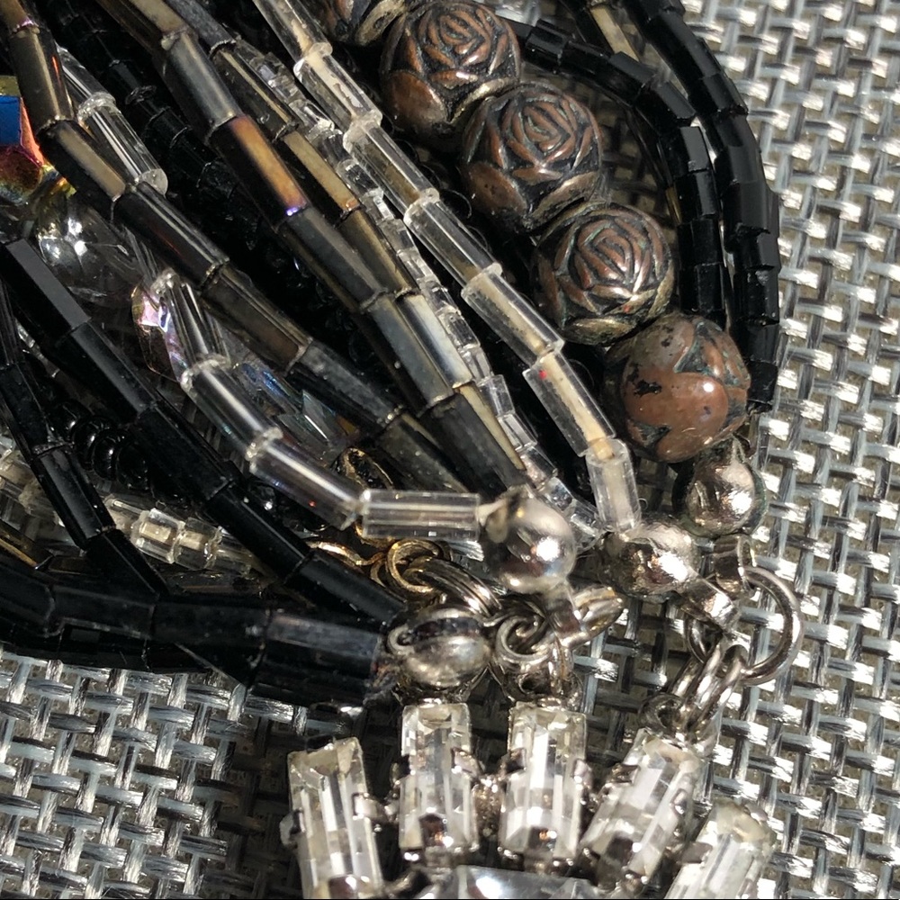 Multi Strand Bead Necklace with Rhinestone Clasp - Picture 6 of 6